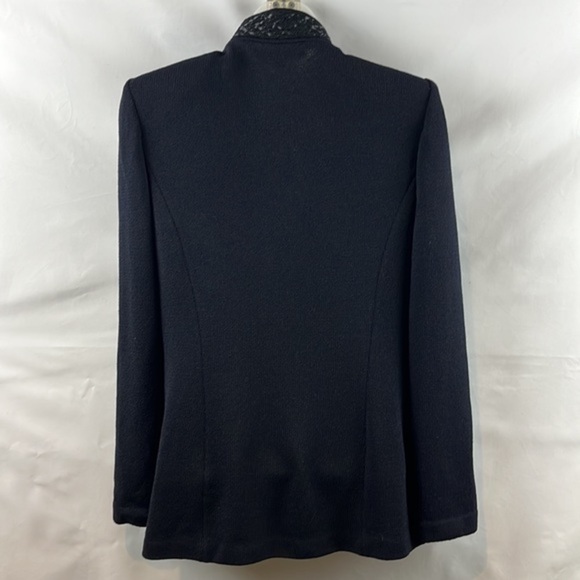 St. John Elegant High Collar Knit Black Cardigan Evening Jacket Size 4 - Picture 7 of 14